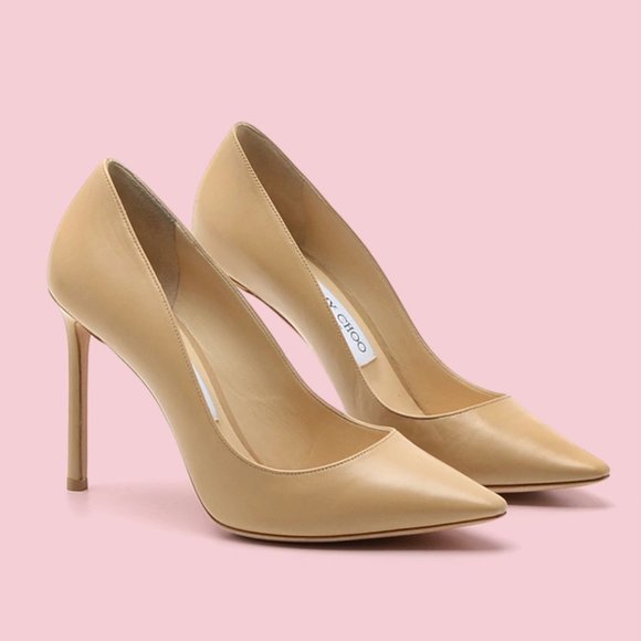 Jimmy Choo Anouk Beige Leather Stiletto Heels - Picture 4 of 12